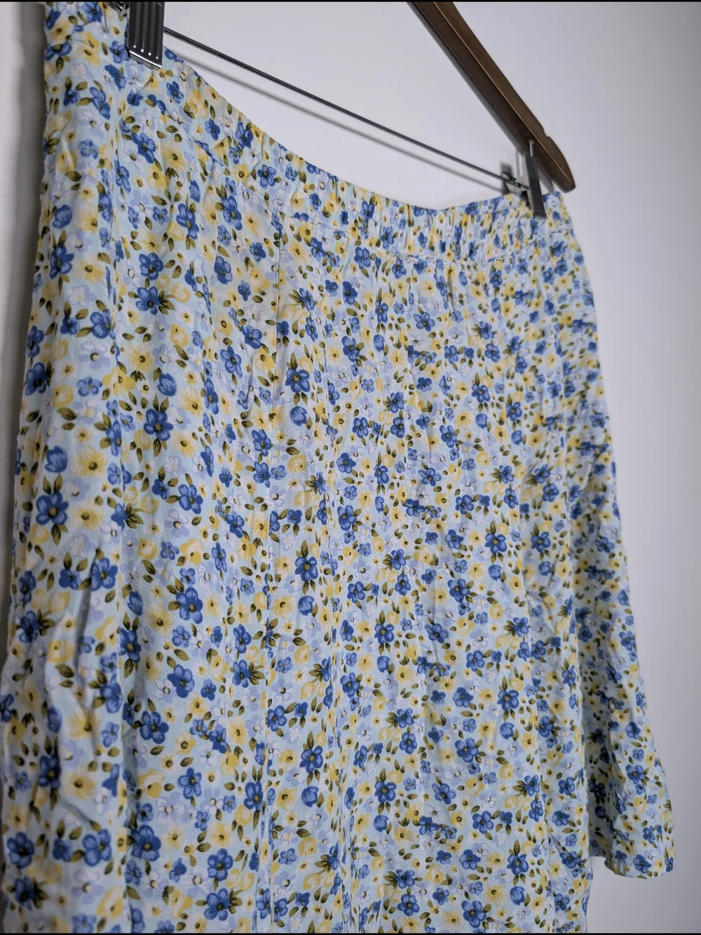 Vintage Clio Blue Floral Rayon Mini Skirt Cottagecore Ditsy Print M Feminine 90s